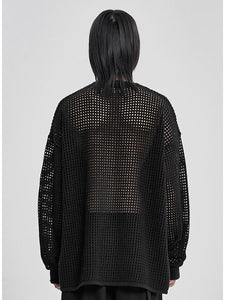 Total Logo Drop Needle Sweater Black