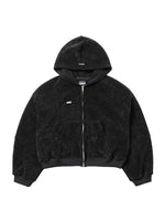 Lade das Bild in den Galerie-Viewer, Corduroy Short Zip-Up Hoodie Black
