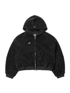 Corduroy Short Zip-Up Hoodie Black