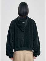 Lade das Bild in den Galerie-Viewer, Corduroy Short Zip-Up Hoodie Black

