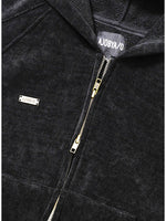 Lade das Bild in den Galerie-Viewer, Corduroy Short Zip-Up Hoodie Black
