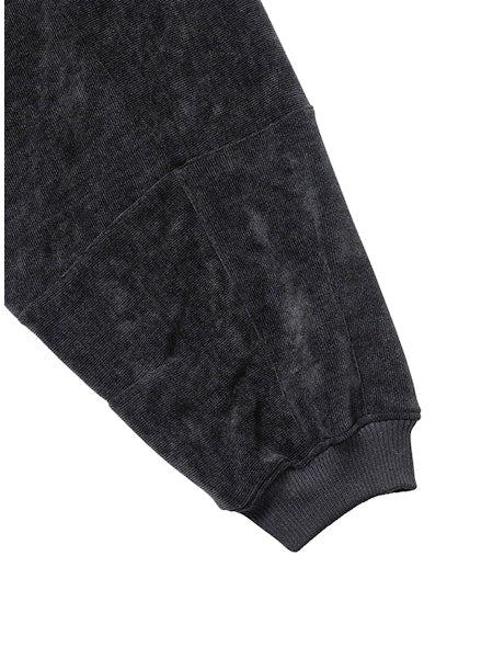 Corduroy Short Zip-Up Hoodie Black