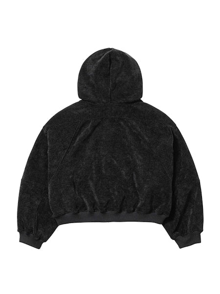 Corduroy Short Zip-Up Hoodie Black