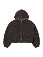 Lade das Bild in den Galerie-Viewer, Corduroy Short Zip-Up Hoodie Brown
