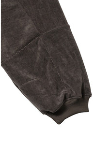 Corduroy Short Zip-Up Hoodie Brown