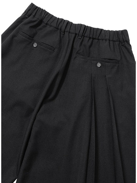 Asymmetric Pleated Pants Black