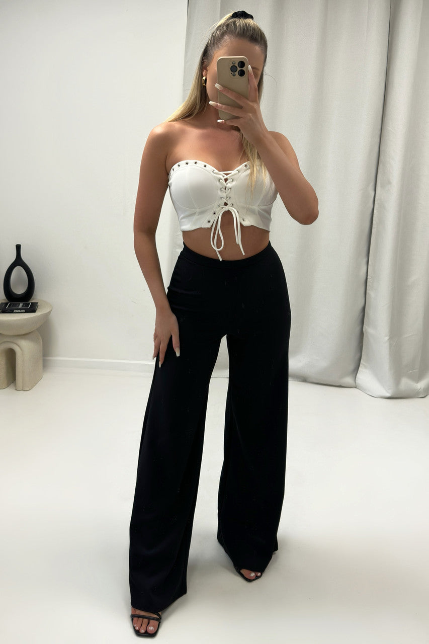 High Waist Wide Leg Trousers Black
