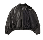 Lade das Bild in den Galerie-Viewer, Faux Leather Ribbed Collar Blouson
