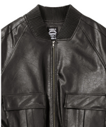 Lade das Bild in den Galerie-Viewer, Faux Leather Ribbed Collar Blouson
