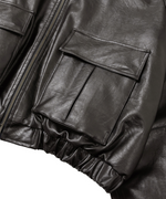 Lade das Bild in den Galerie-Viewer, Faux Leather Ribbed Collar Blouson
