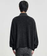 Lade das Bild in den Galerie-Viewer, Double Layered Turtleneck Cardigan Charc
