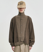Lade das Bild in den Galerie-Viewer, Double Layered Turtleneck Cardigan Brown
