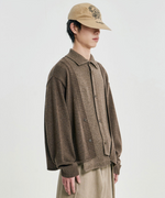 Lade das Bild in den Galerie-Viewer, Double Layered Turtleneck Cardigan Brown
