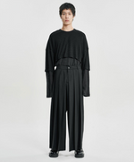 Lade das Bild in den Galerie-Viewer, Wool Blend Hakama Pants Black
