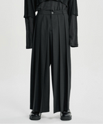 Lade das Bild in den Galerie-Viewer, Wool Blend Hakama Pants Black
