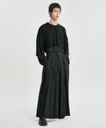 Lade das Bild in den Galerie-Viewer, Wool Blend Hakama Pants Black
