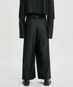 Lade das Bild in den Galerie-Viewer, Wool Blend Hakama Pants Black
