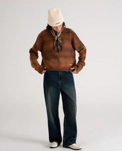 Gardient Knit Sweater Brown