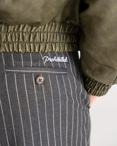 Pinstripe Pleated Pants Grey