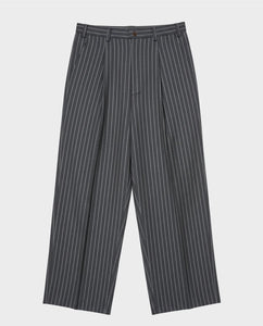 Pinstripe Pleated Pants Grey