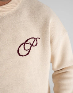 Initial Knit Sweater Cream