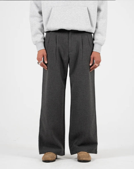 Double Pleated Club Pants Dark Grey