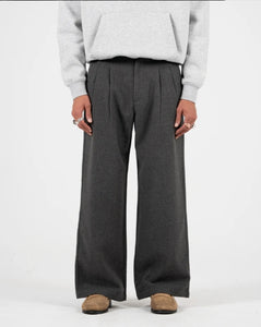 Double Pleated Club Pants Dark Grey