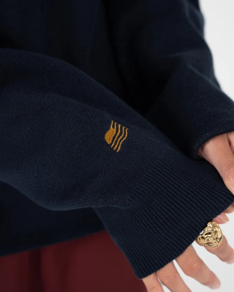 Contrast Clubhouse Knit Navy