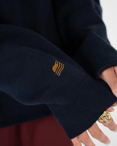 Contrast Clubhouse Knit Navy
