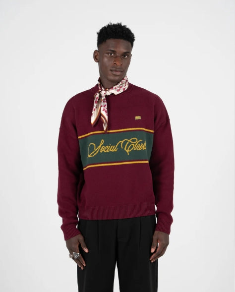 Contrast Clubhouse Knit Bordeaux