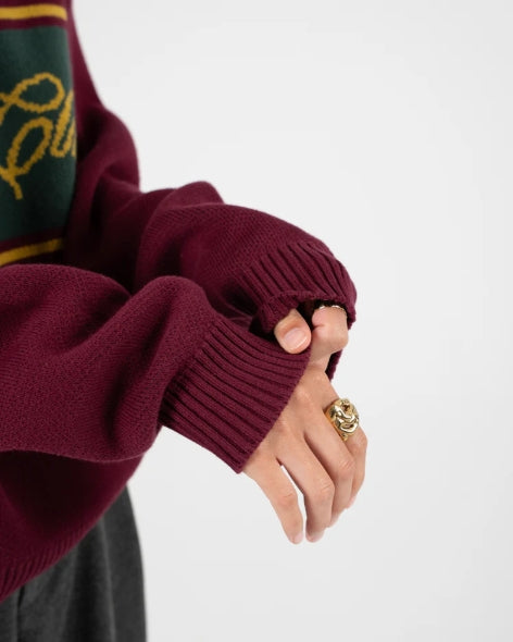 Contrast Clubhouse Knit Bordeaux