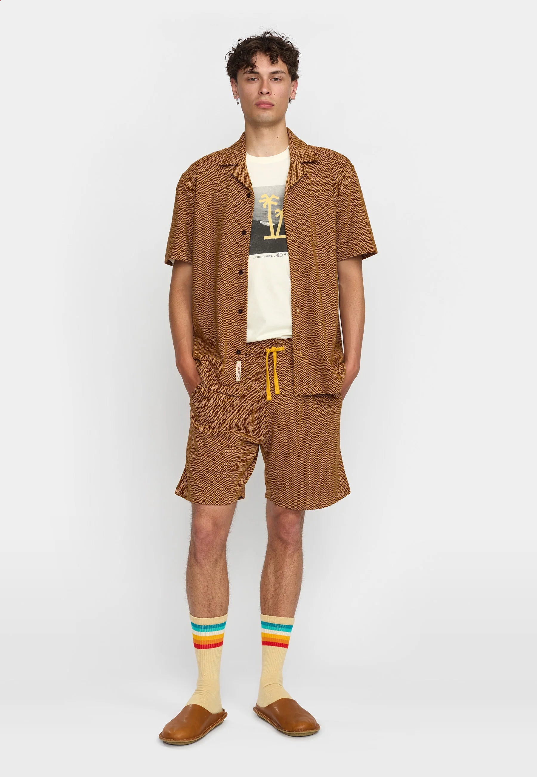 Jacquard S/S Cuban Shirt Yellow