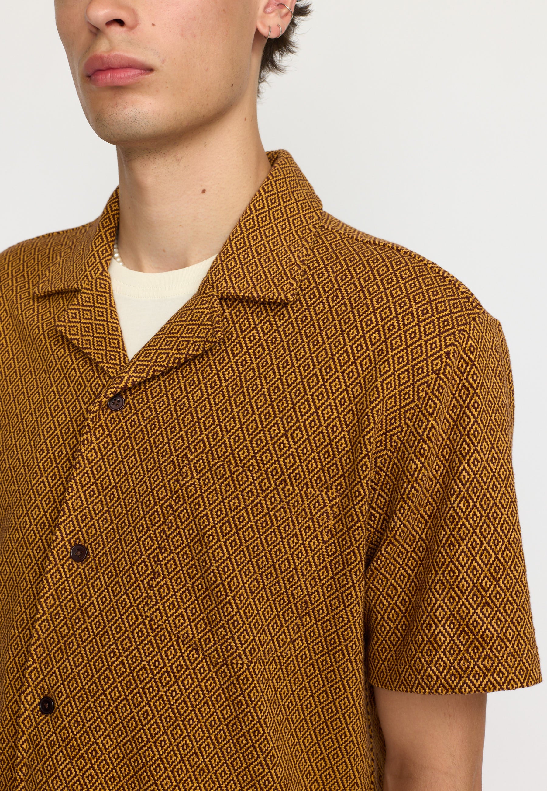 Jacquard S/S Cuban Shirt Yellow