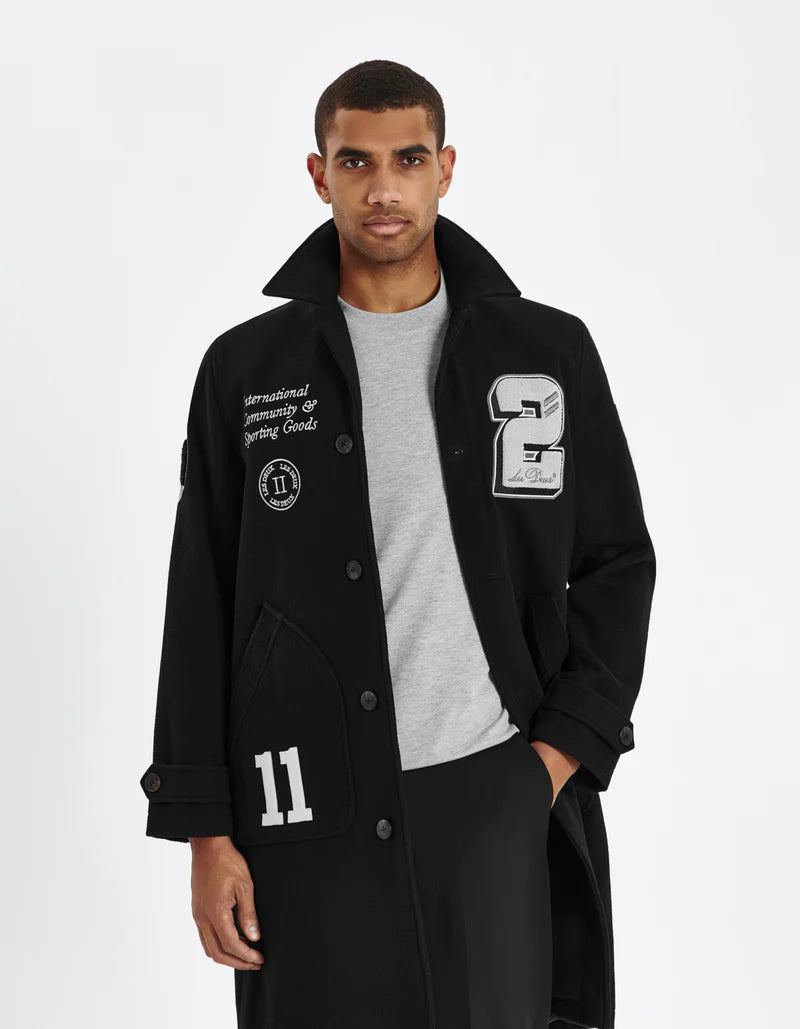 Varsity Wool Coat Black
