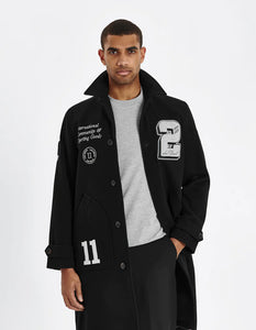 Varsity Wool Coat Black