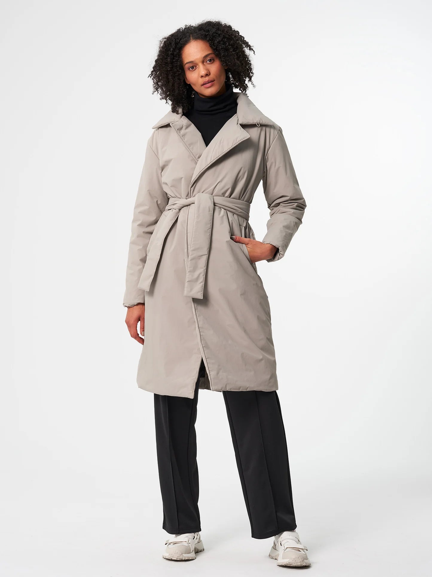 Padded Trench Coat Cement Taupe