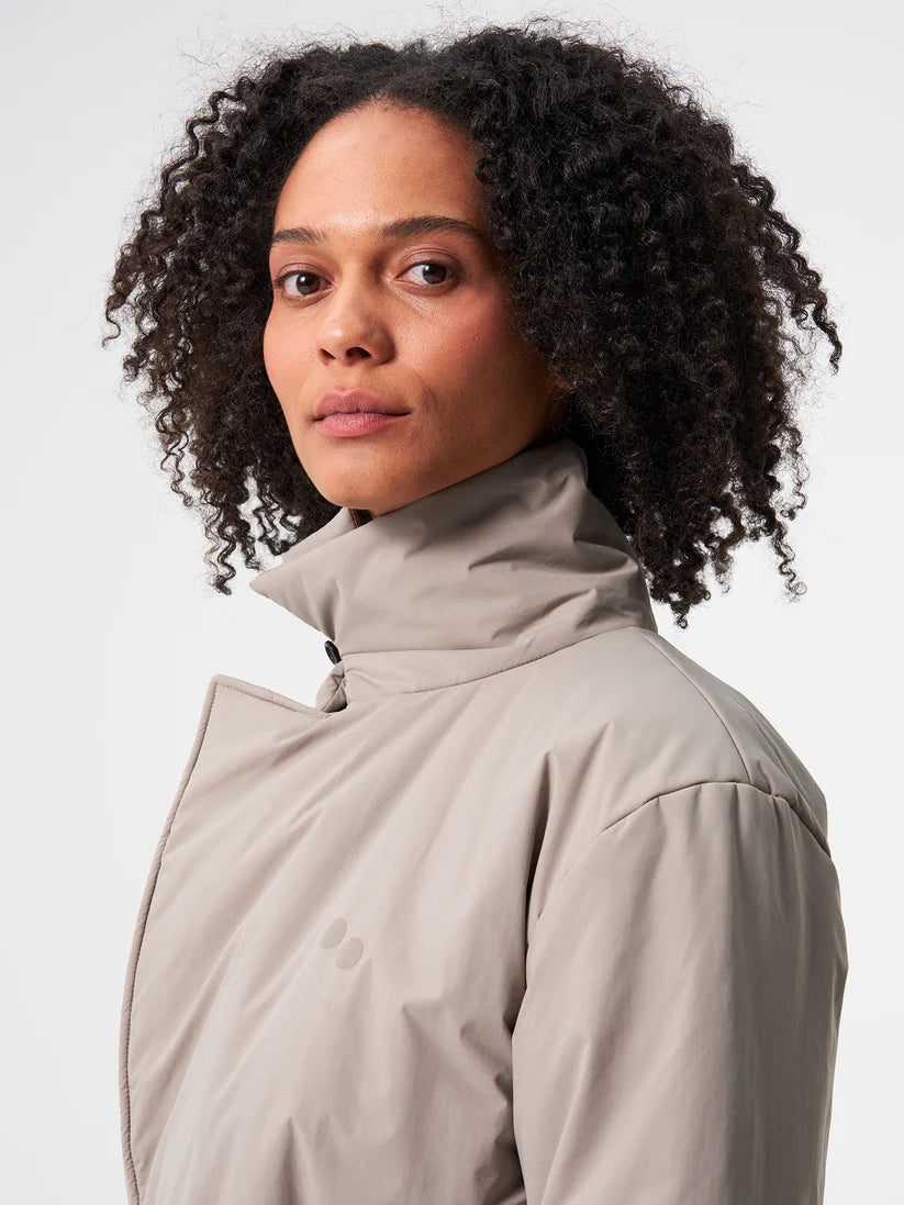 Padded Trench Coat Cement Taupe