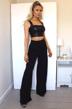 Lade das Bild in den Galerie-Viewer, High Waist Wide Leg Trousers Black
