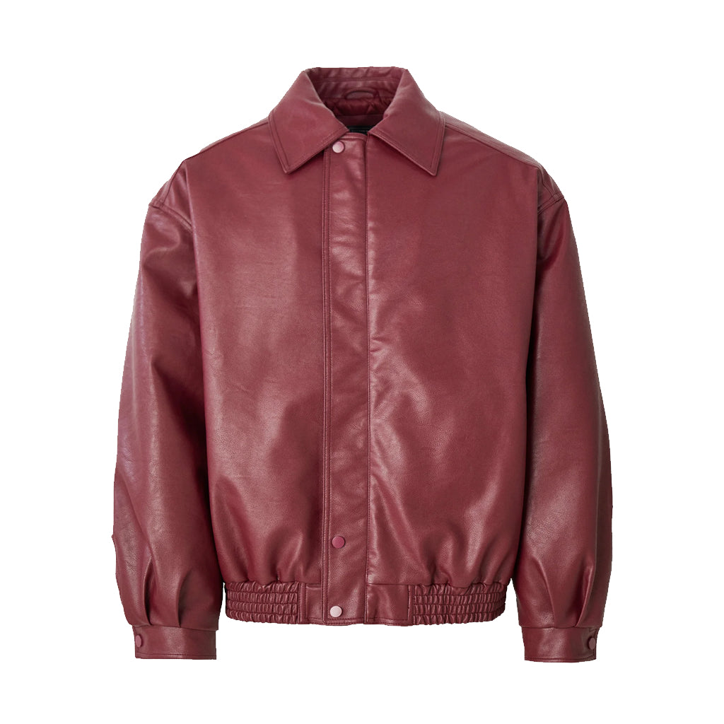 Racing Leather Jacket Burgundy