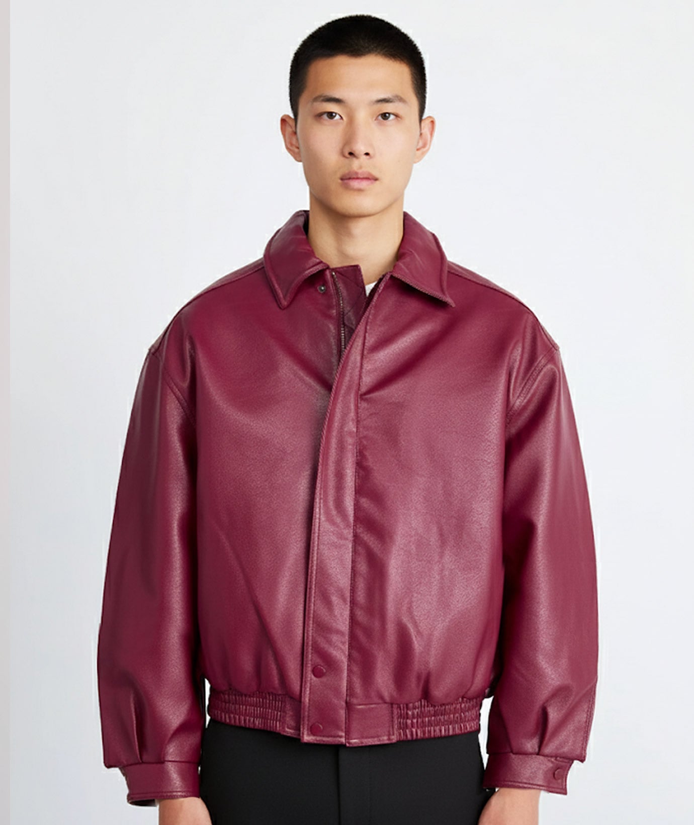 Racing Leather Jacket Burgundy