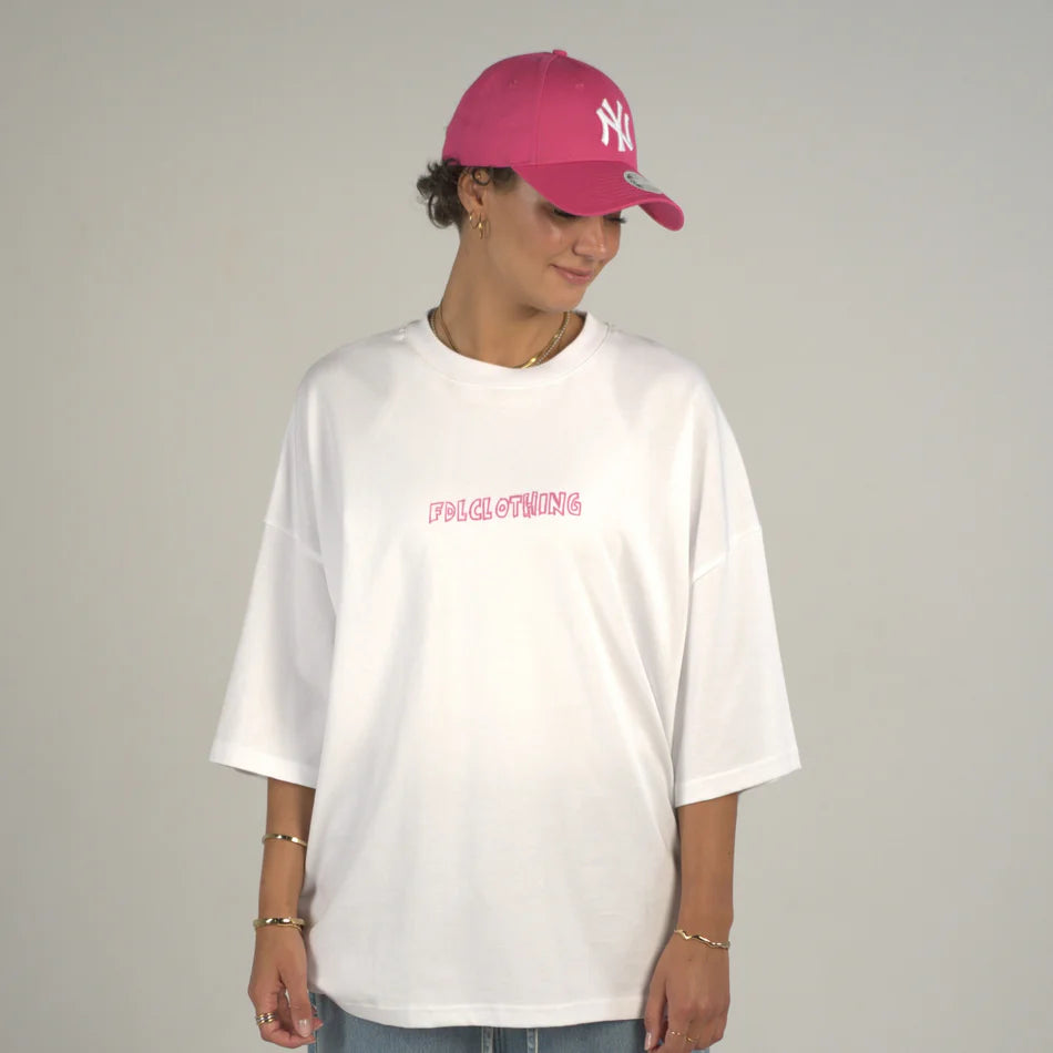 New York Graffiti Oversized T White/Pink