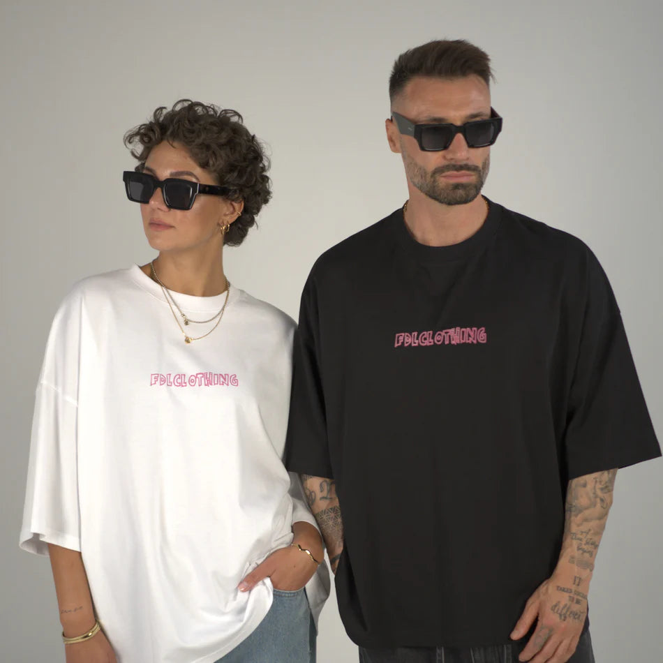 New York Graffiti Oversized T White/Pink