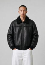 Lade das Bild in den Galerie-Viewer, Sector Faux Leather Jacket Black
