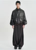 Faux Leather Ribbed Collar Blouson