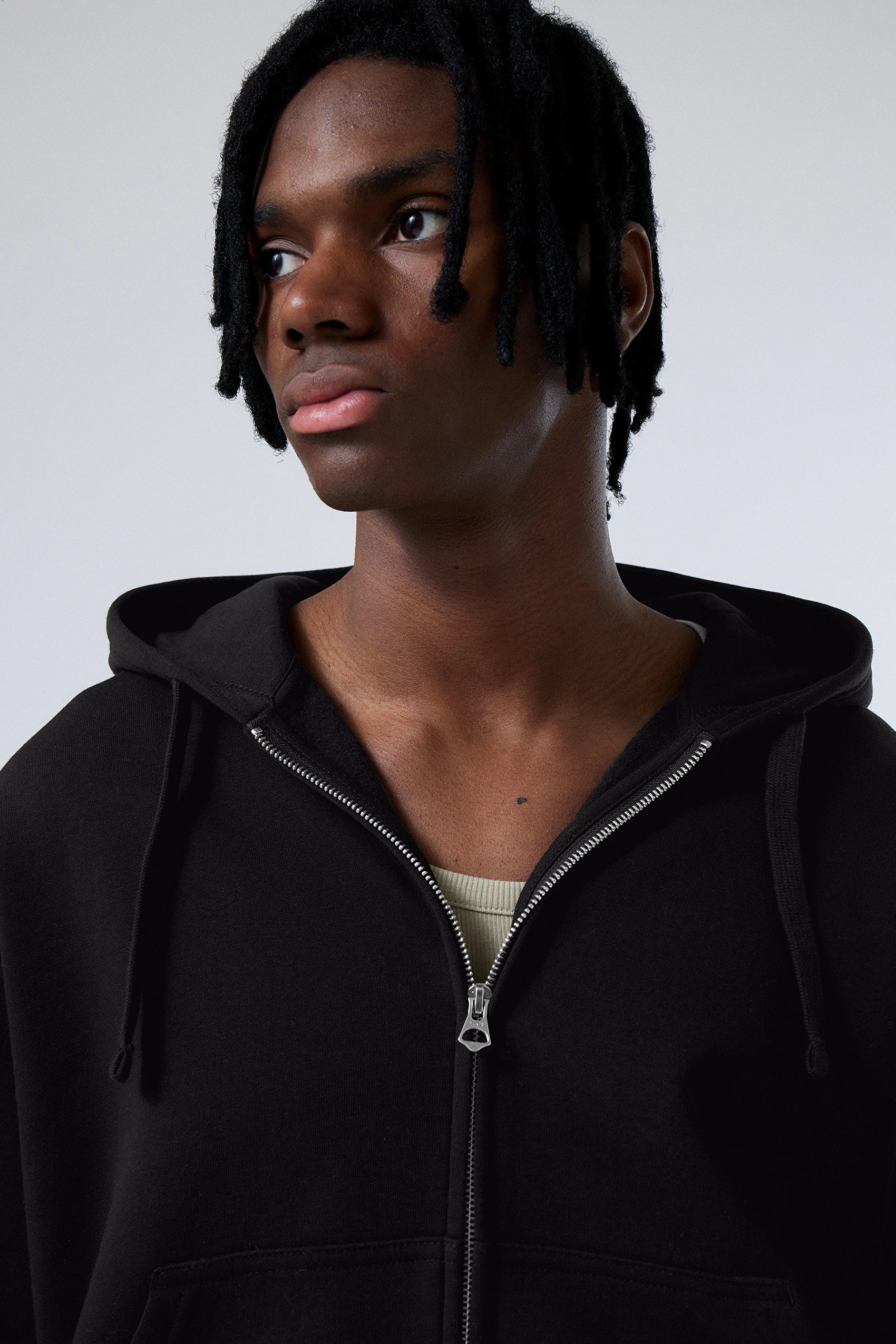 Boxy Zip Hoody Black