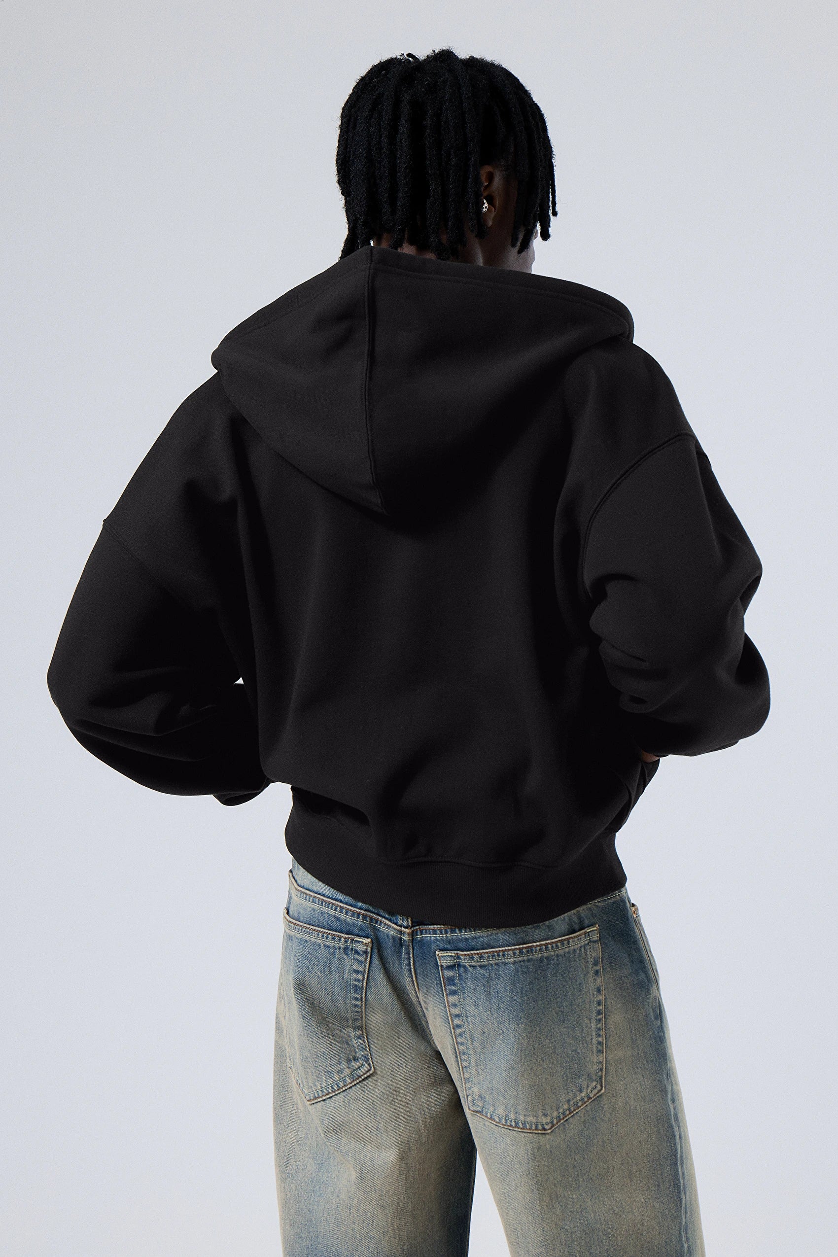 Boxy Zip Hoody Black