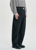 Fringed Stripe Curved Pants Black