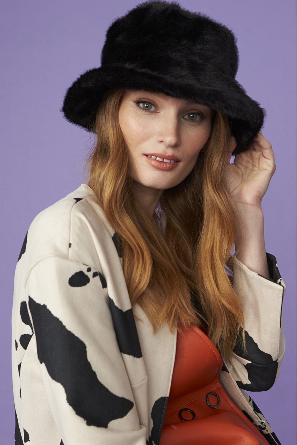 Faux Fur Bucket Hat Black