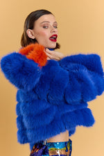 Lade das Bild in den Galerie-Viewer, Bamboo Faux Fur Tote Bag Blue
