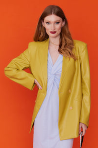 Faux Suede Double Face Blazer Yellow